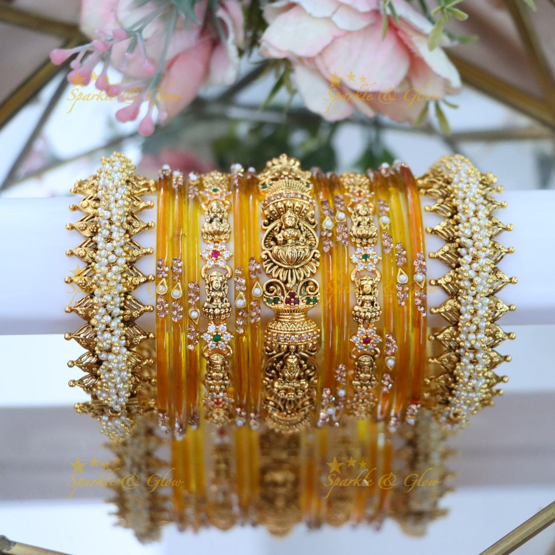 Exquisite Pearl & Lakshmi Bridal Bangle Set Online