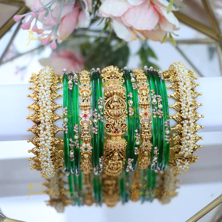 Exquisite Pearl & Lakshmi Bridal Bangle Set Online