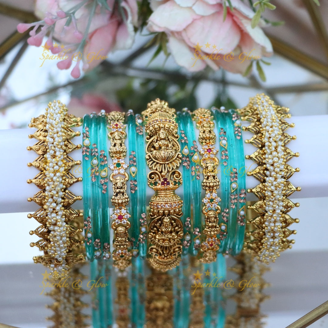 Exquisite Pearl & Lakshmi Bridal Bangle Set Online