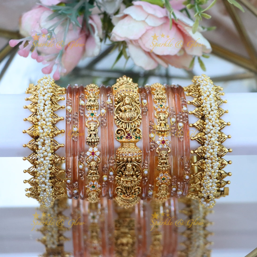 Exquisite Pearl & Lakshmi Bridal Bangle Set Online
