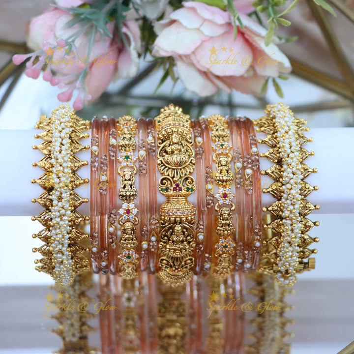 Exquisite Pearl & Lakshmi Bridal Bangle Set Online