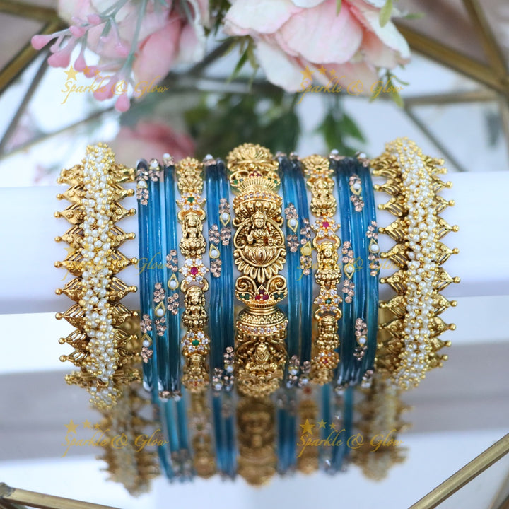 Exquisite Pearl & Lakshmi Bridal Bangle Set Online