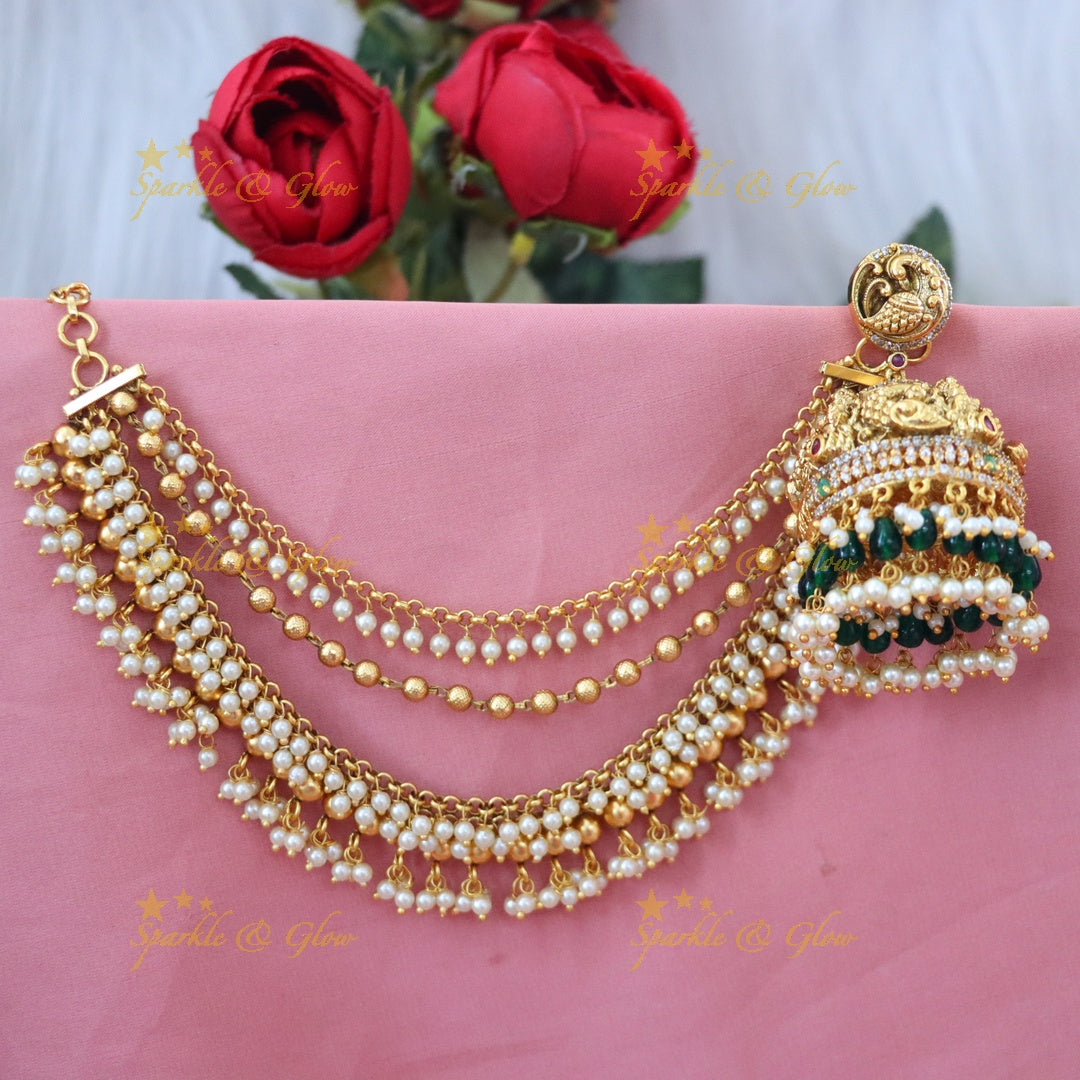 Exquisite Peacock Earrings & Earchain Combo Set