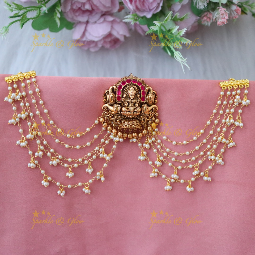 Exquisite Lakshmi Elephant Earchain Set