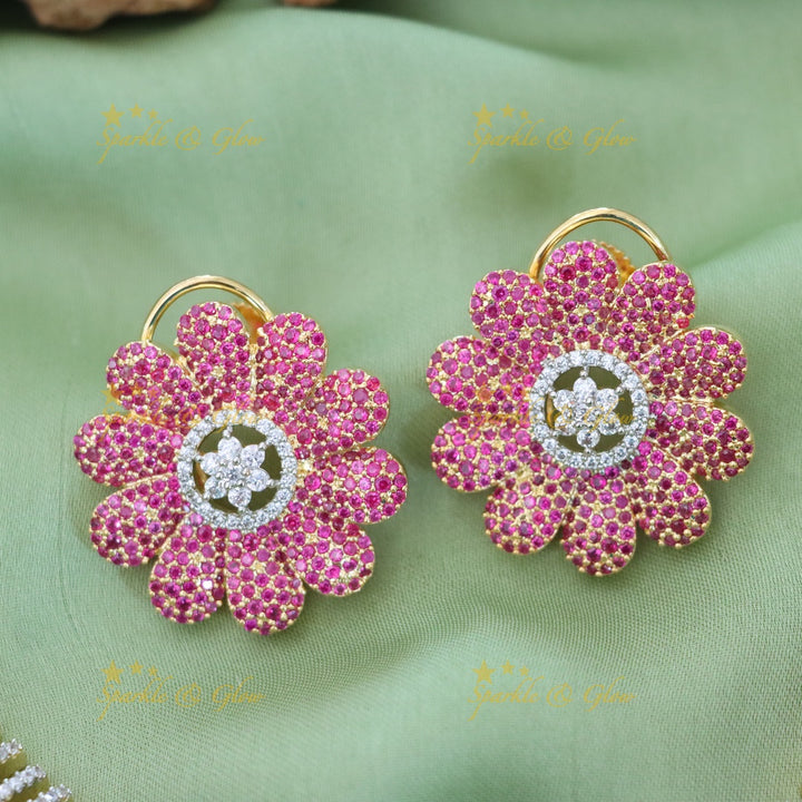 Elegant Gold-Plated Floral Necklace & Earrings Set