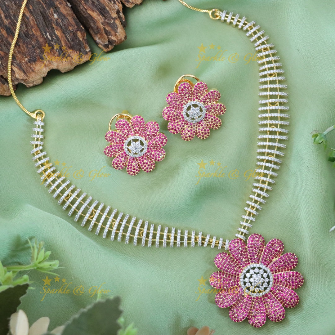 Elegant Gold-Plated Floral Necklace & Earrings Set