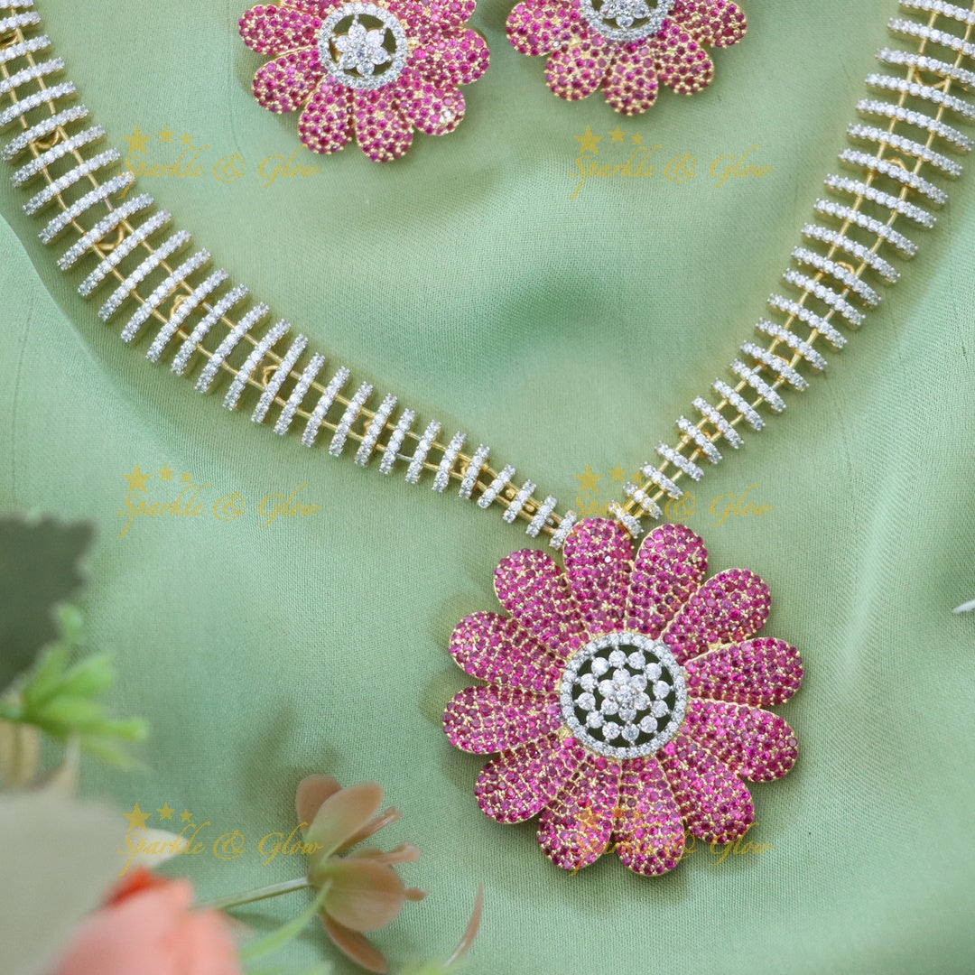 Elegant Gold-Plated Floral Necklace & Earrings Set