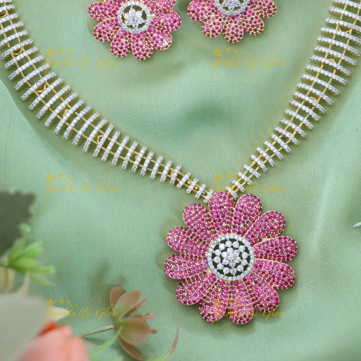 Elegant Gold-Plated Floral Necklace & Earrings Set