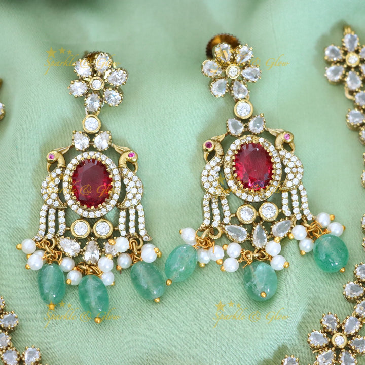 Enchanting Green Beaded Necklace Set for Weddings