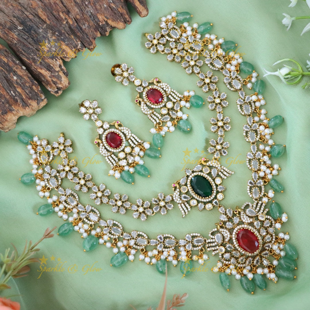 Enchanting Green Beaded Necklace Set for Weddings