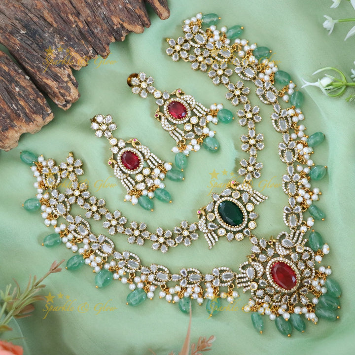 Enchanting Green Beaded Necklace Set for Weddings