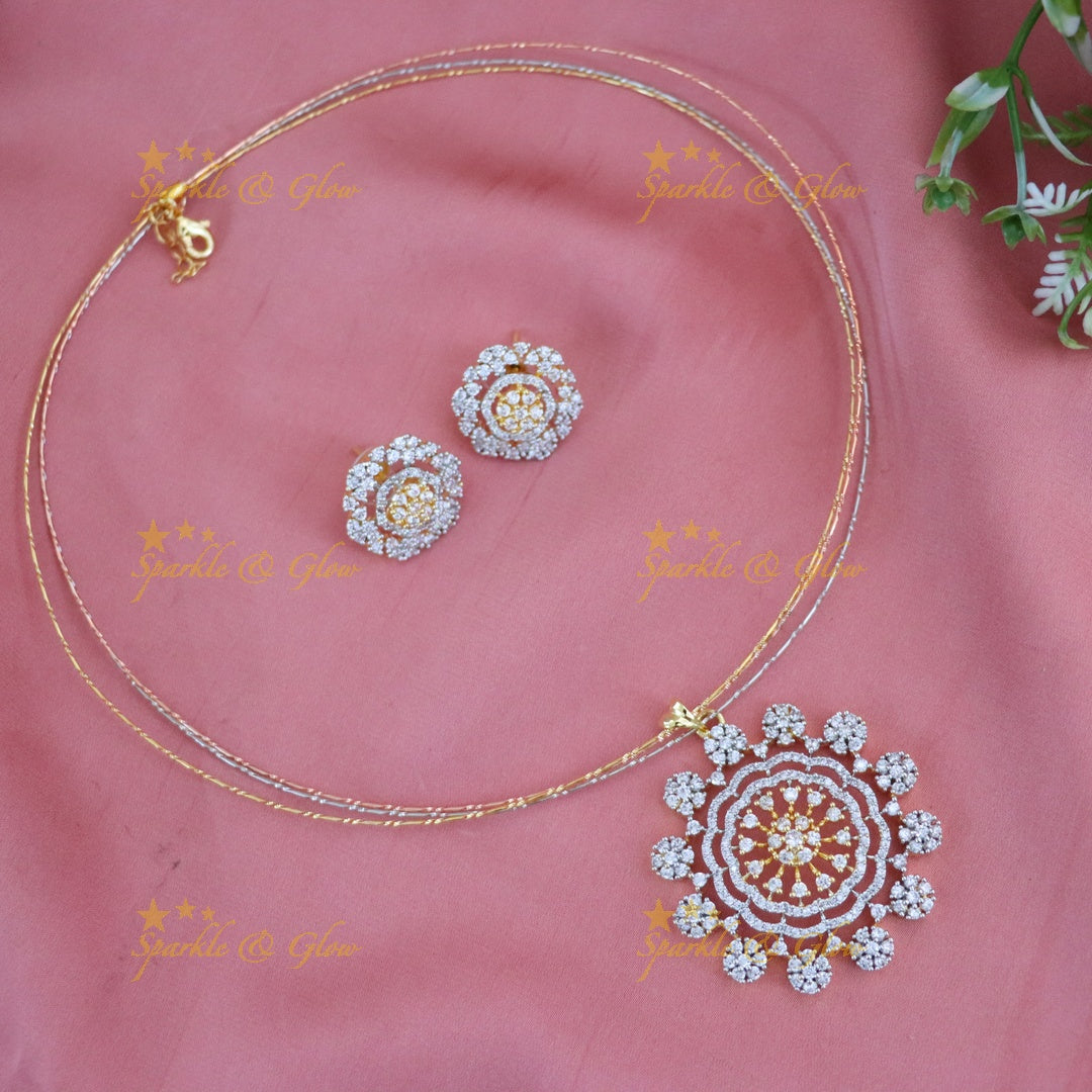 Elegant Gold Necklace Set with Crystal Earrings