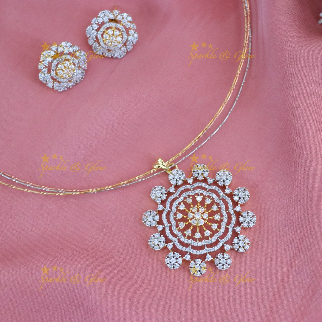 Elegant Gold Necklace Set with Crystal Earrings