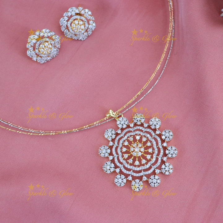 Elegant Gold Necklace Set with Crystal Earrings