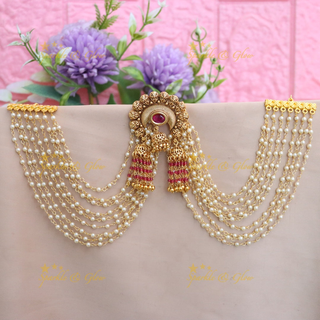 Elegant Kemp Jhumka & Jadabilla Ear Chain Set
