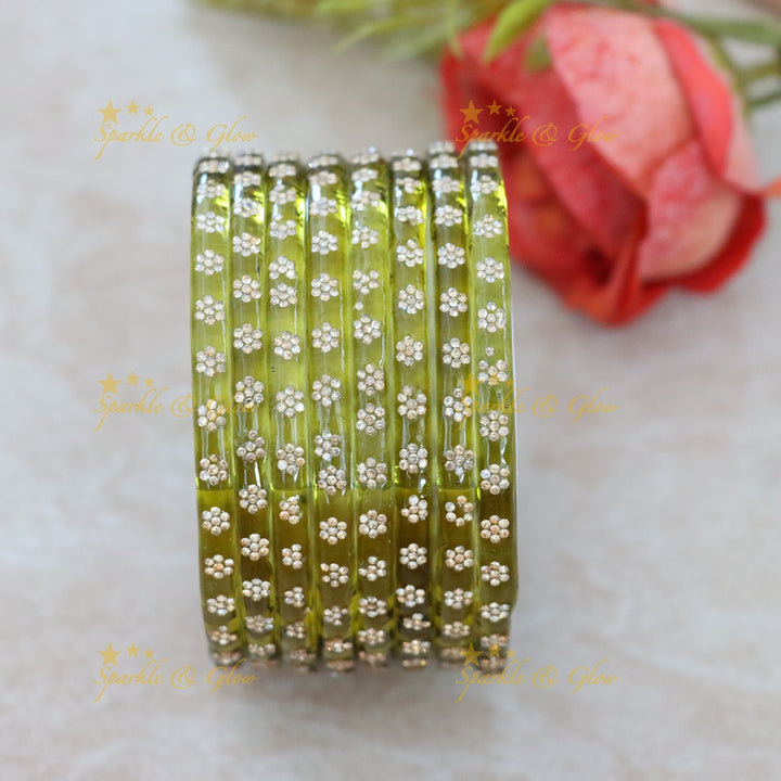 Exquisite Red & Gold Festive Bangles Set - set of 8 (4mm bangle)