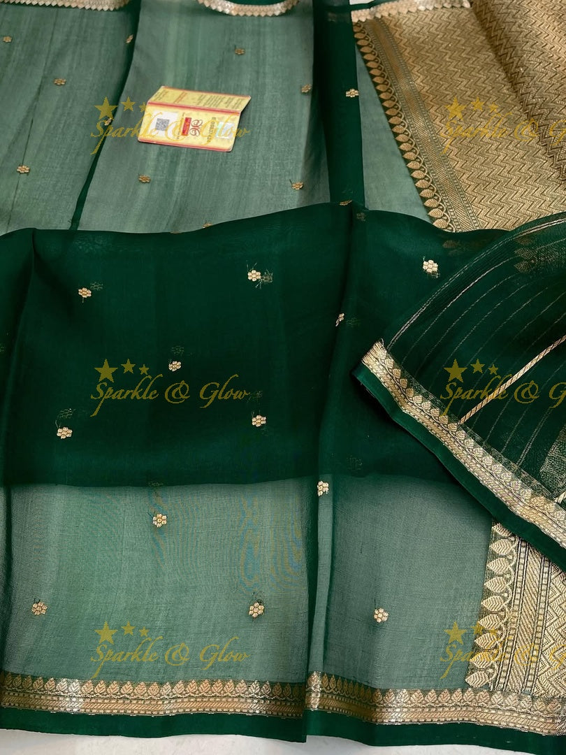 Elegant Banarasi Semi Kora Organza Saree - New Arrival
