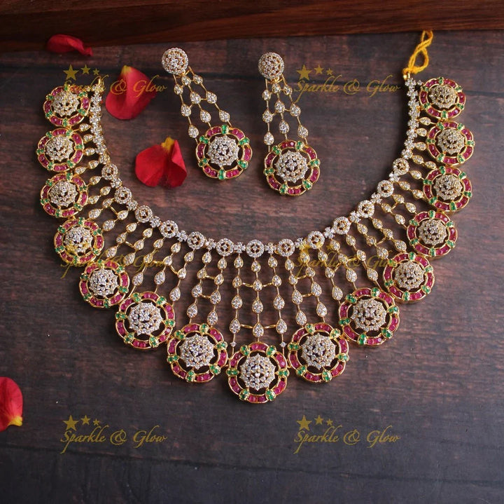 Exclusive AD rose gold floral necklace - Sparkle and Glow