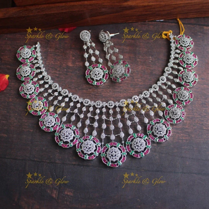 Exclusive AD rose gold floral necklace - Sparkle and Glow