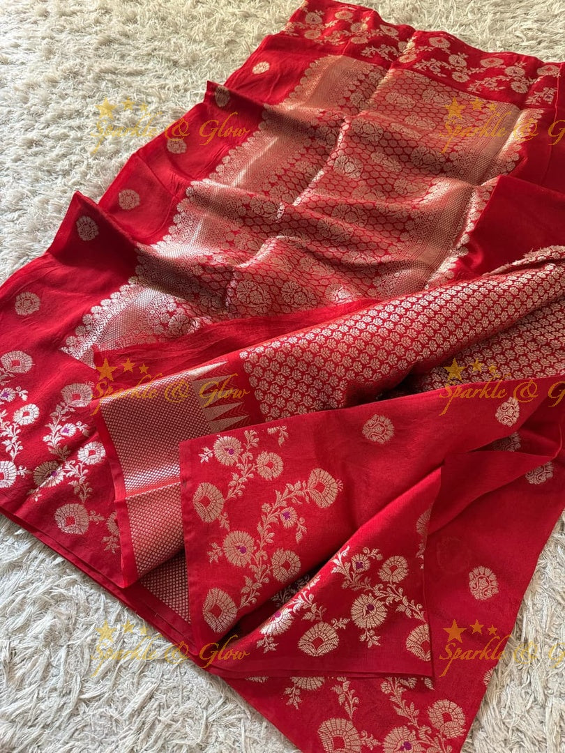 Luxury Banarasi Saree with Tissue Organza Fabric