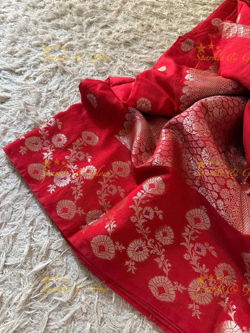 Luxury Banarasi Saree with Tissue Organza Fabric