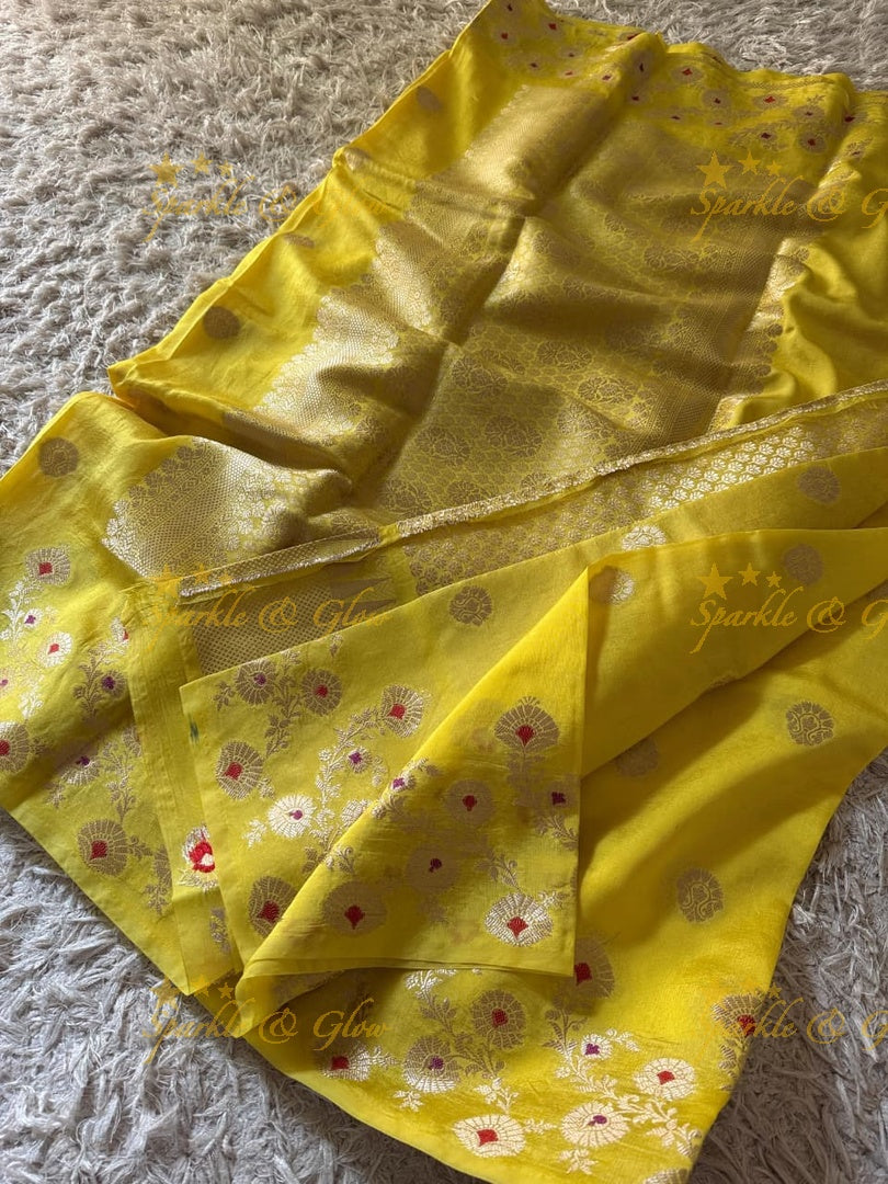 Luxury Banarasi Saree with Tissue Organza Fabric