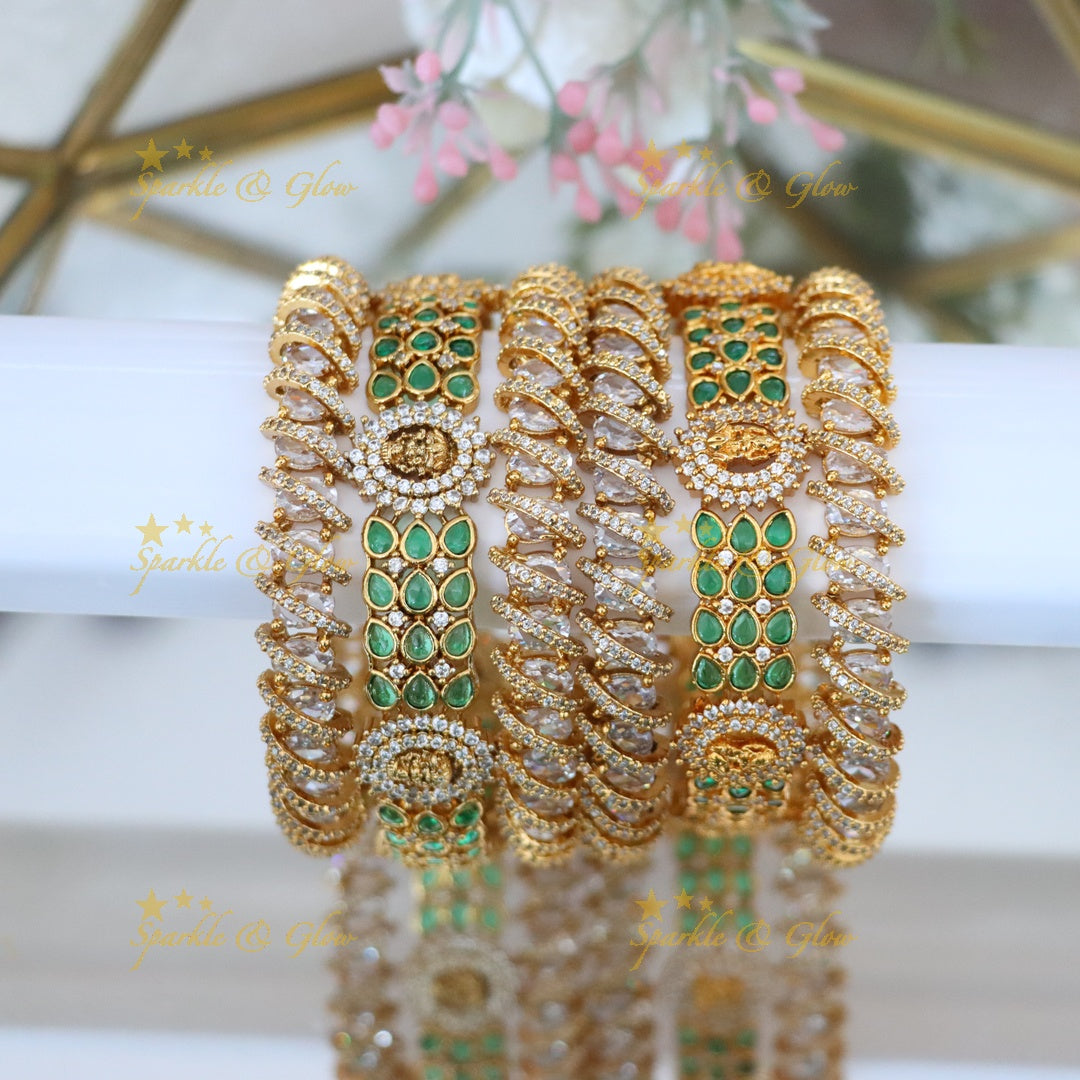Exquisite Lakshmi Bangles with Emerald Details