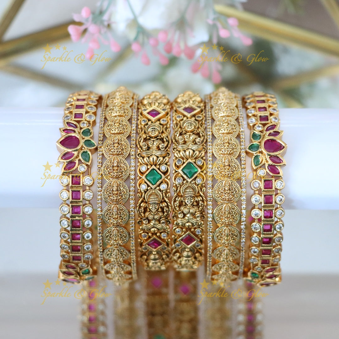 Exquisite Lakshmi Coin Bridal Bangles Set
