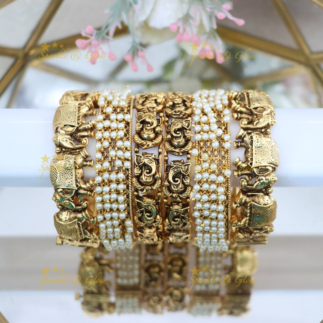 Exquisite Ganesha Elephant Bangles - Bridal Collection