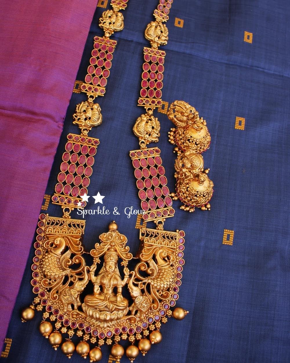 Three layer stones lakshmi haram - Multi - Sparkle and Glow