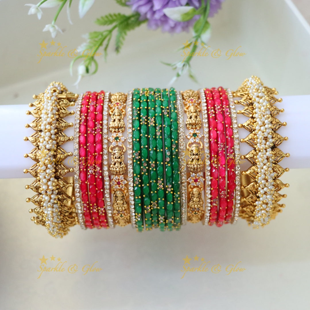 Elegant Lakshmi Pearl Bridal Bangles - Premium Design