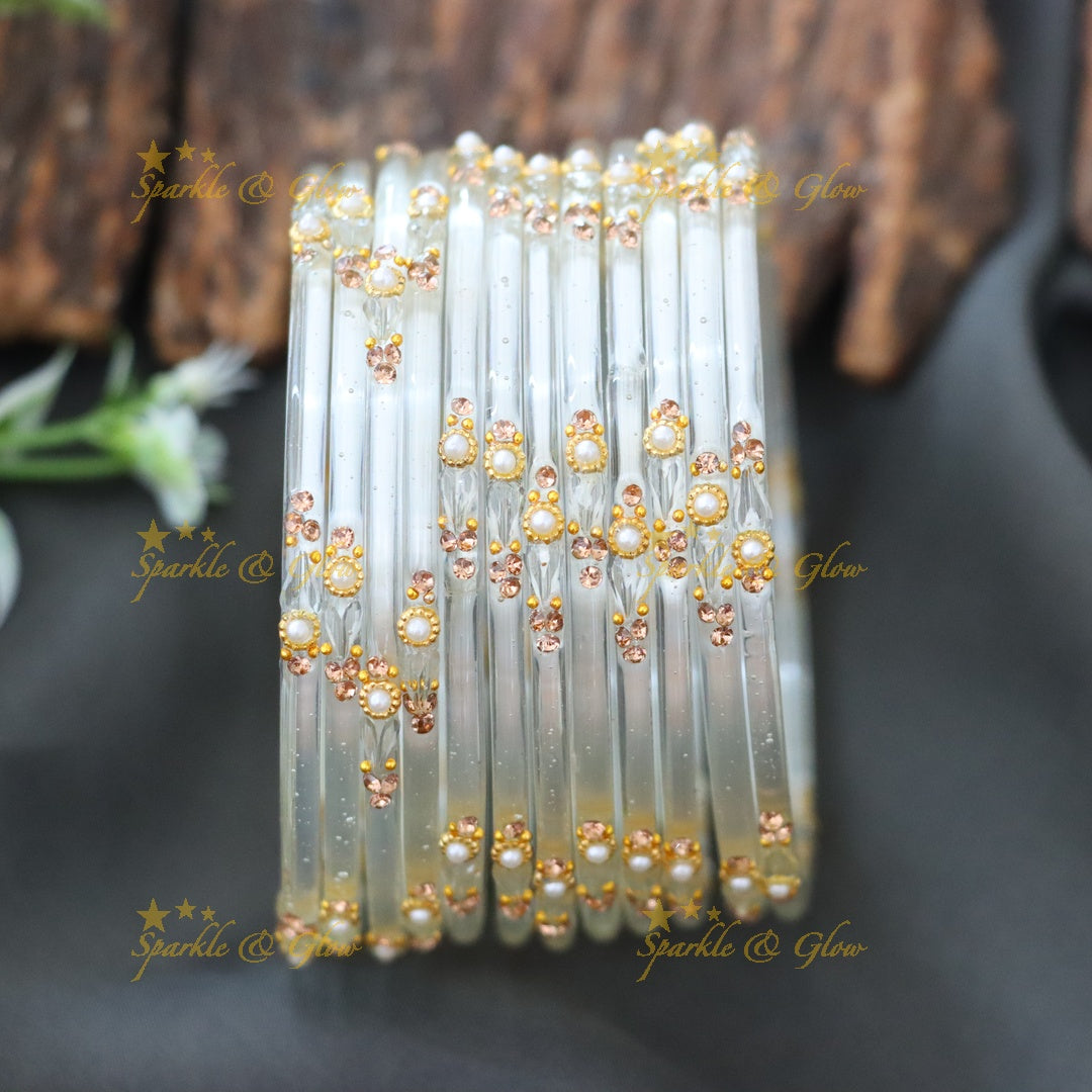 Vibrant Orange Festive Glass Bangles - Sparkle & Glow