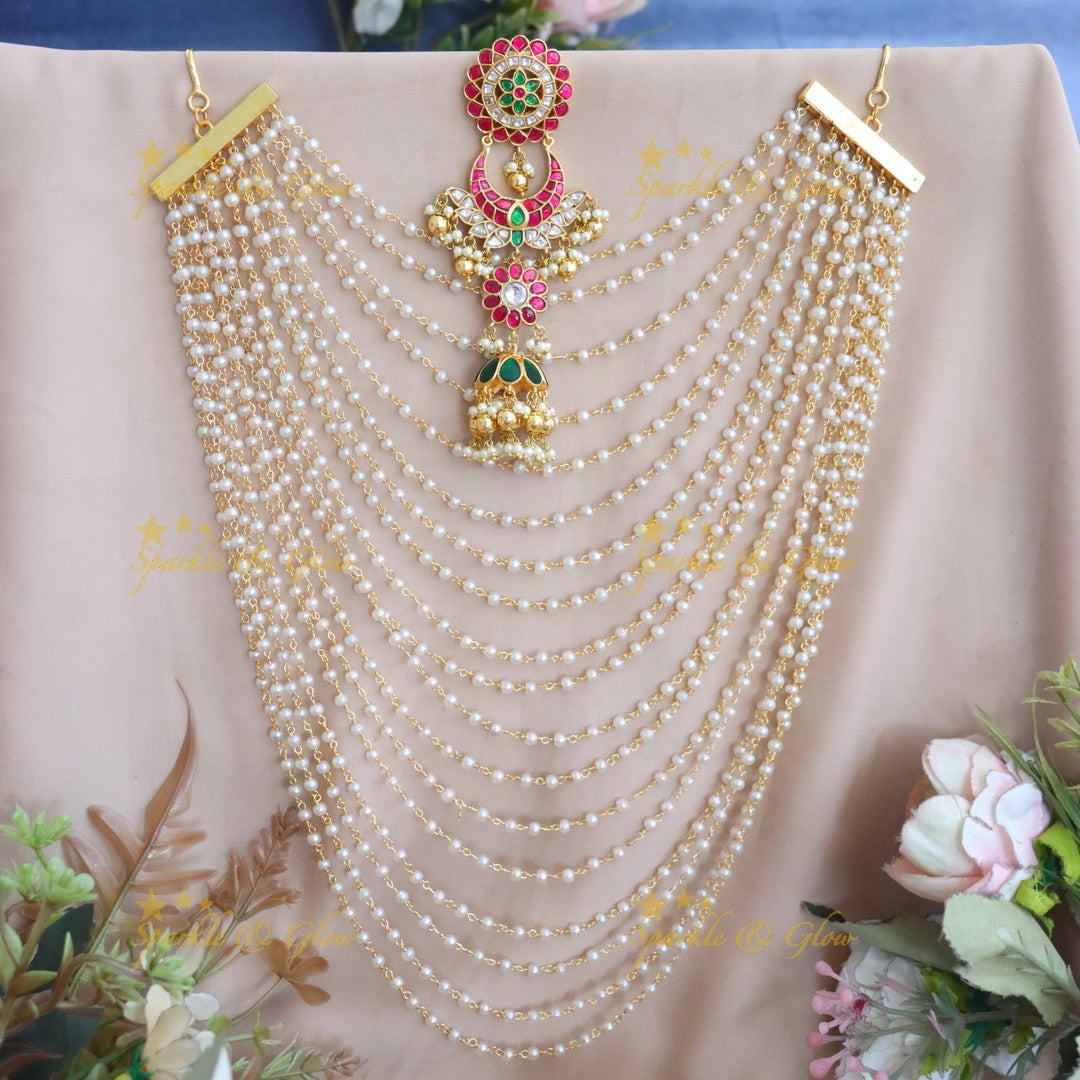 Exquisite Kundan Jadau Pearl Earchain - Elegance Redefined