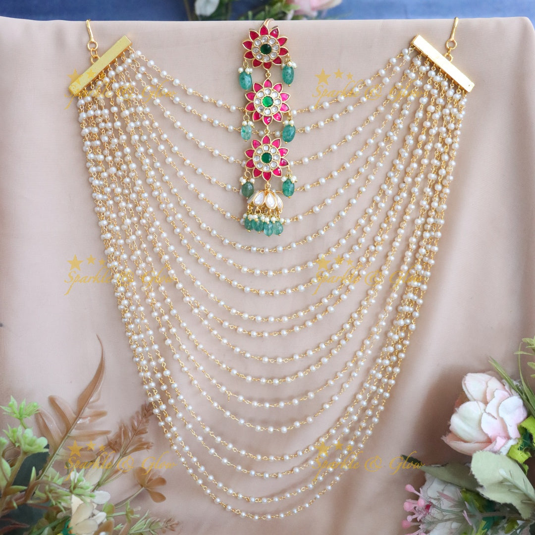 Exquisite Kundan Hair & Earchain Set for Elegance