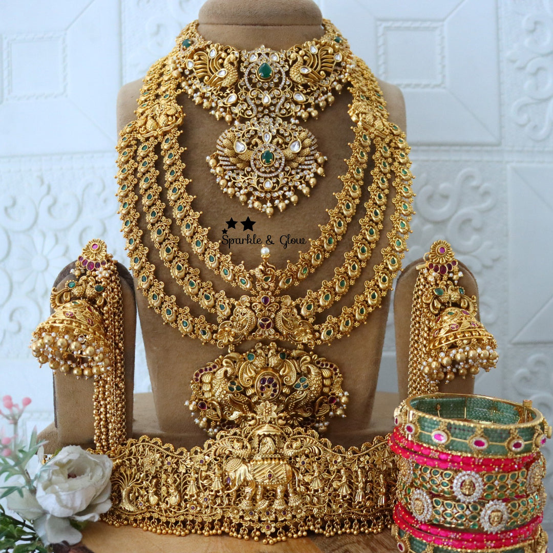 Exquisite Semi Bridal Temple Jewellery Set