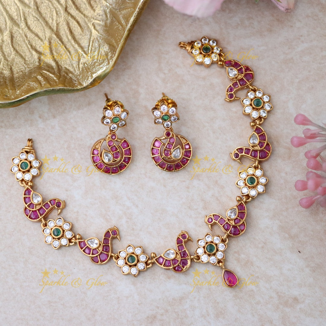 Exquisite Gold Plated Short Necklace Set for Festivals