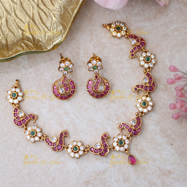 Exquisite Gold Plated Short Necklace Set for Festivals