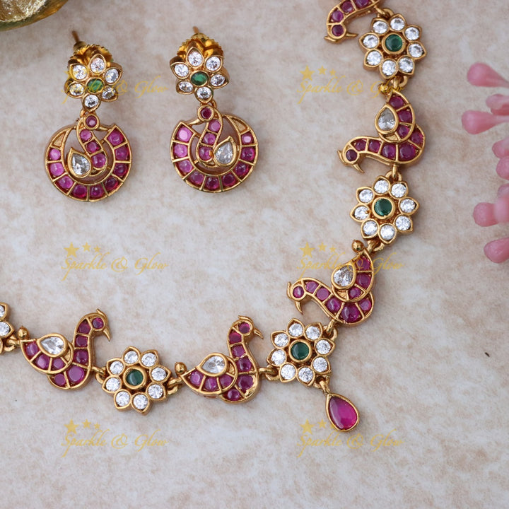 Exquisite Gold Plated Short Necklace Set for Festivals