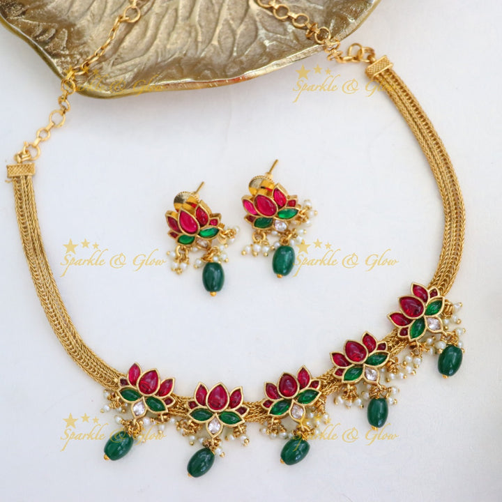 Stunning Gold-Plated Necklace & Earrings for Festive Elegance