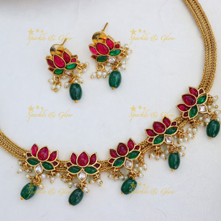 Stunning Gold-Plated Necklace & Earrings for Festive Elegance