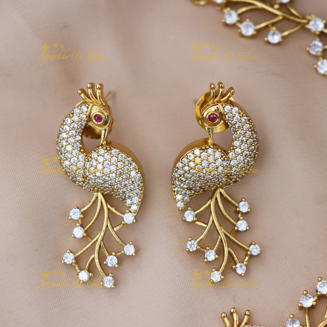 Exquisite Gold Peacock Necklace Set for Weddings