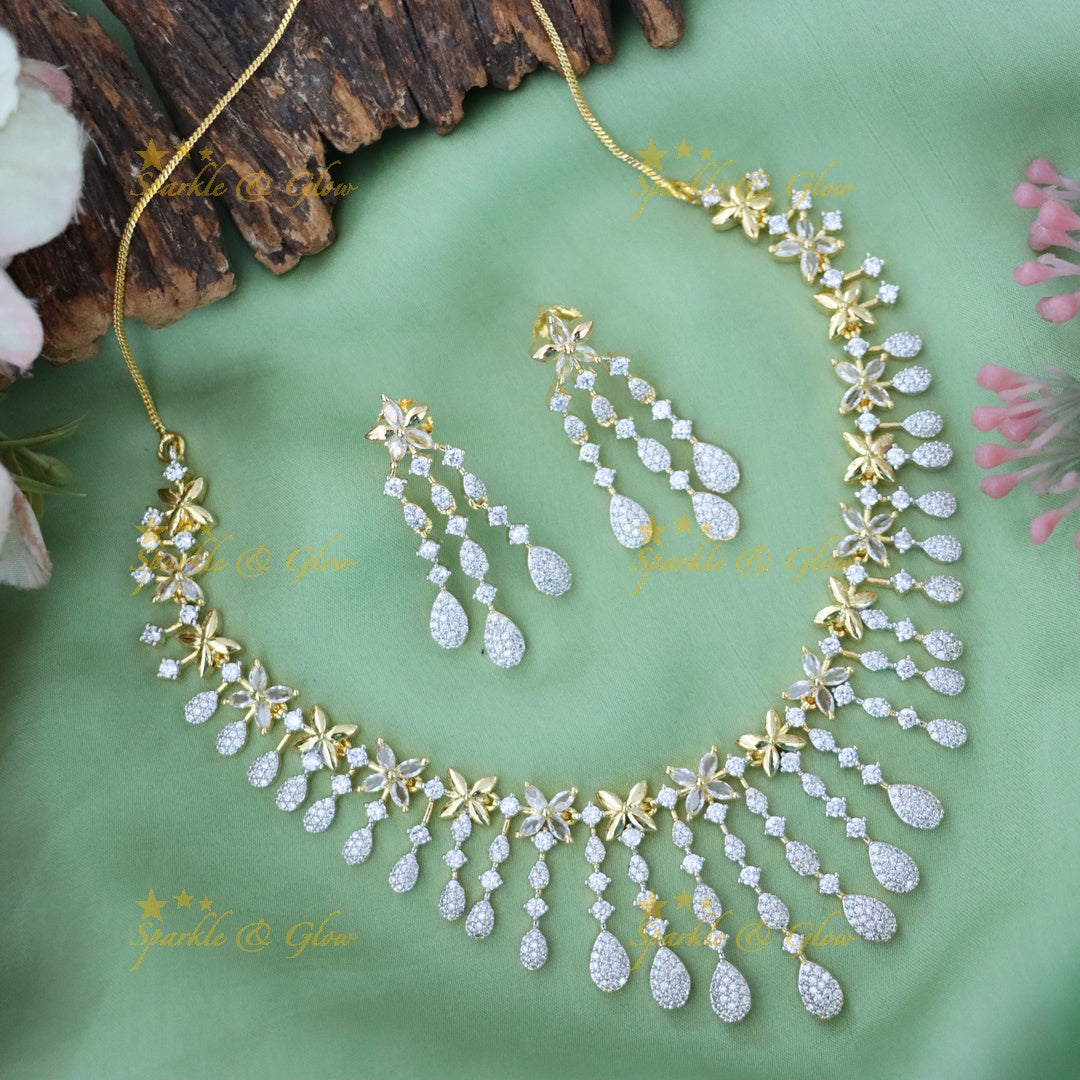 Sparkling American Diamond Short Necklace for Weddings