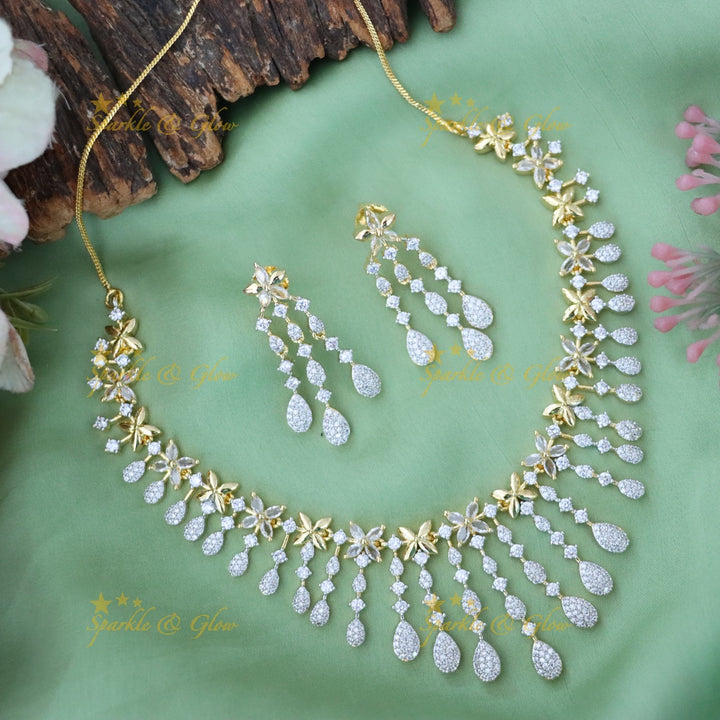 Sparkling American Diamond Short Necklace for Weddings