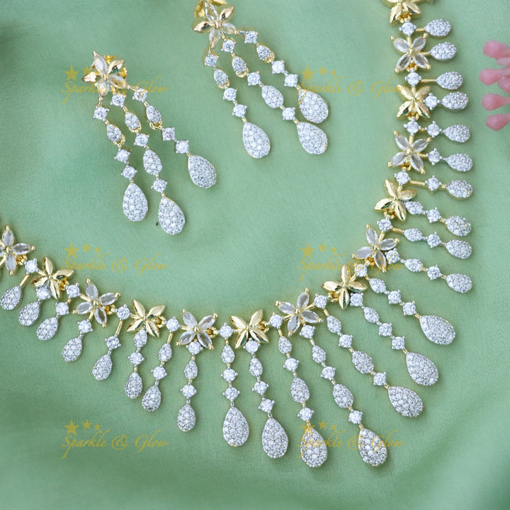 Sparkling American Diamond Short Necklace for Weddings