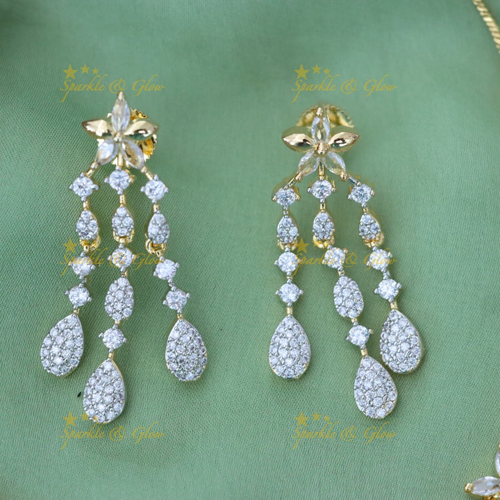 Sparkling American Diamond Short Necklace for Weddings