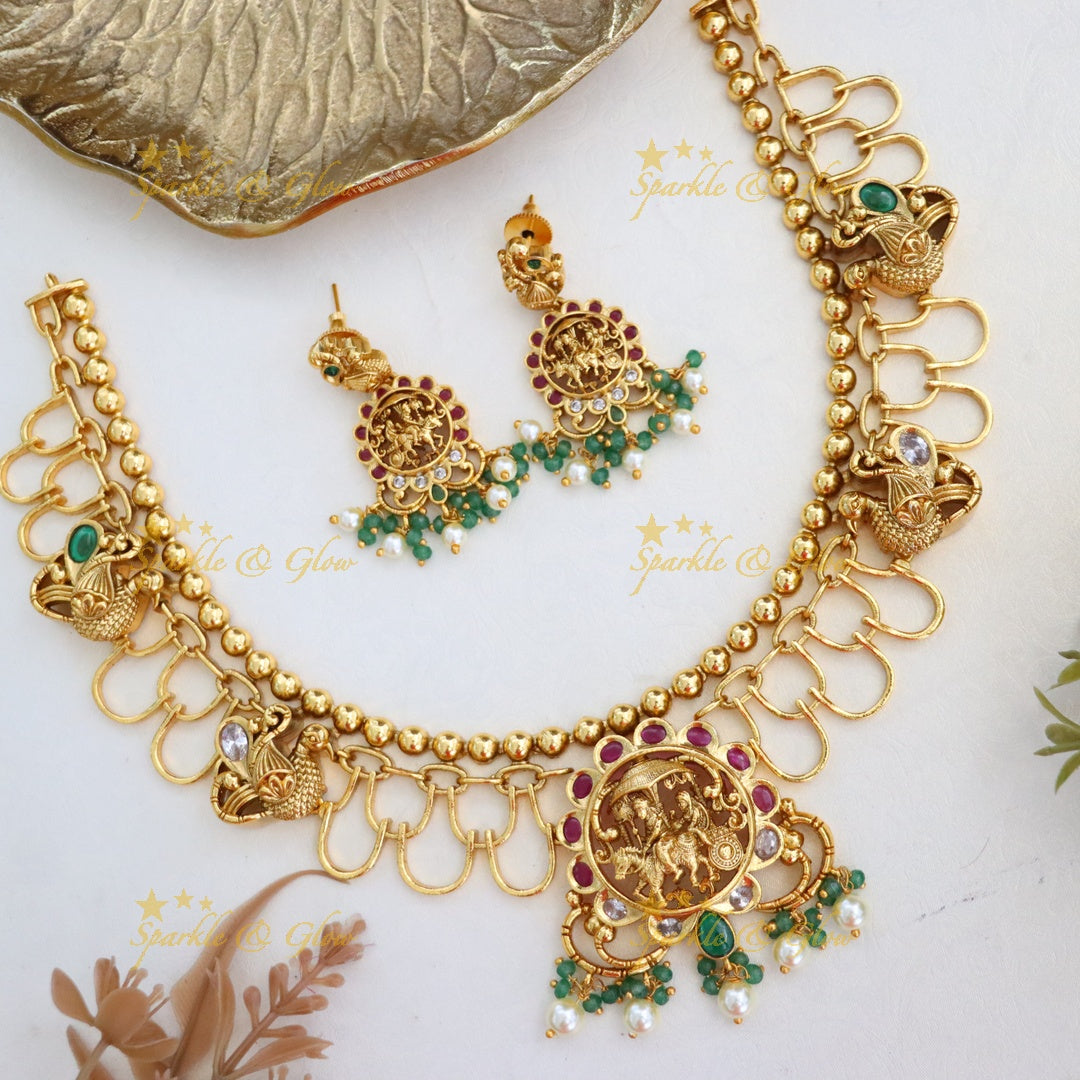 Stunning Gold-Plated Necklace Set - Festive Elegance