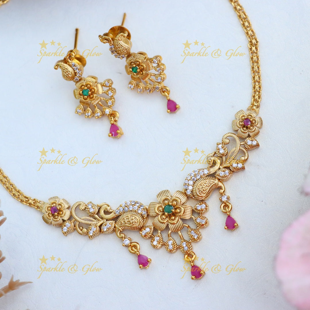 Exquisite Gold Imitation Short Necklace Set for Weddings