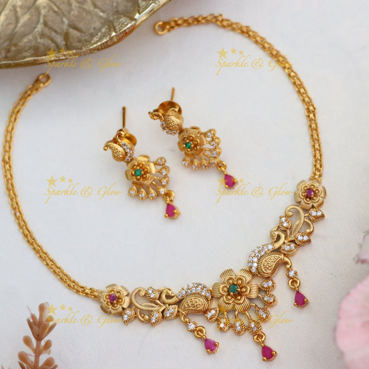 Exquisite Gold Imitation Short Necklace Set for Weddings