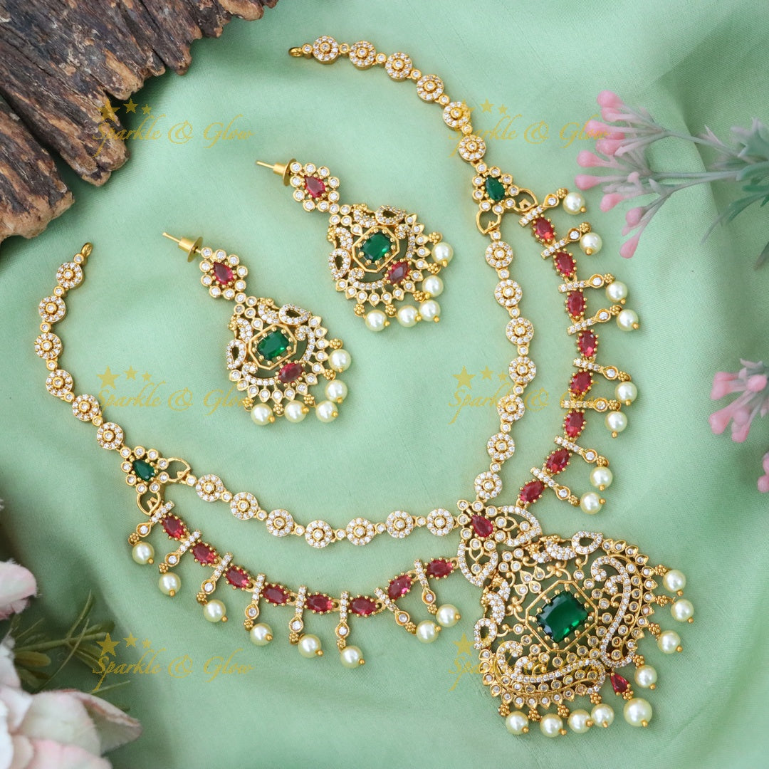 Sparkling American Diamond Festive Necklace Set