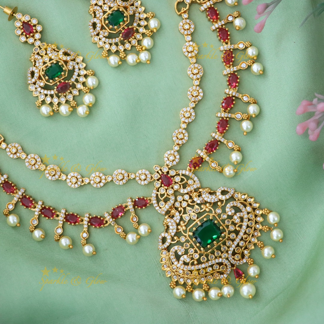 Sparkling American Diamond Festive Necklace Set